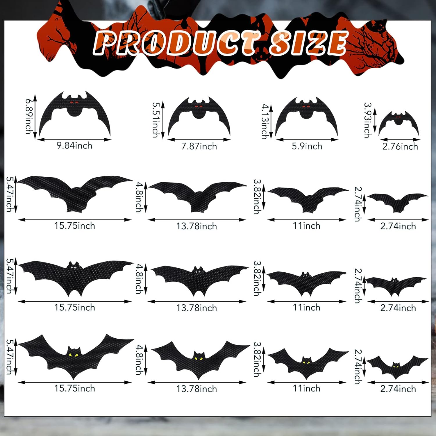 Landhoow 32 Pcs Halloween Garage Door Decorations Large Magnets Bats Sticker Waterproof Bats Removable Halloween Magnets for Indoor Outdoor Garage Door Car Refrigerator