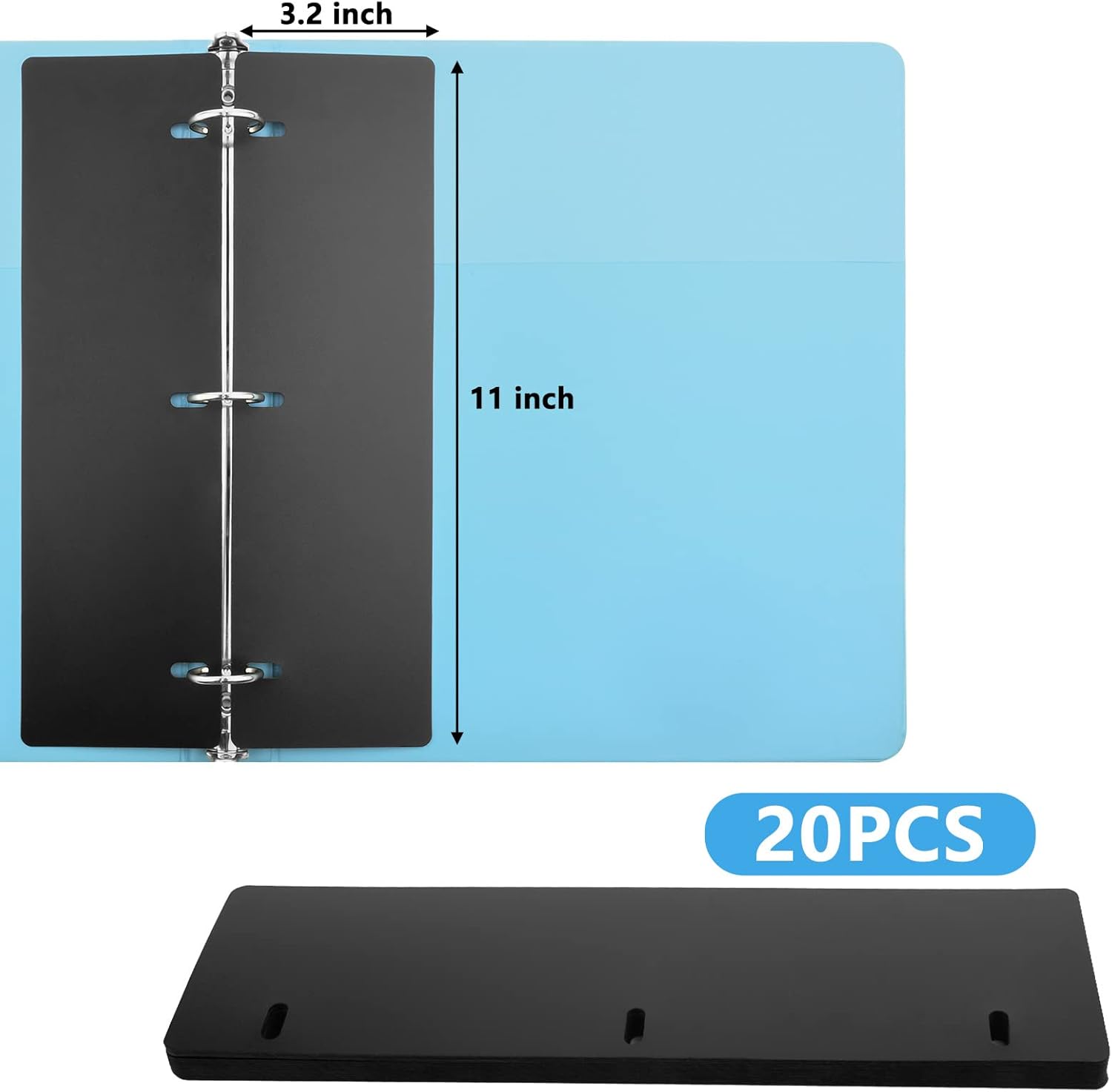 20 PCS Flat Sheet Lifters, Sheet Flatteners, Sheet Lifters Binders, Plastic Sheet Lifters, Protect Binder Page Sheet for 11-Inch x 8-1/2-Inch 3 Ring Binder, D Ring Binders