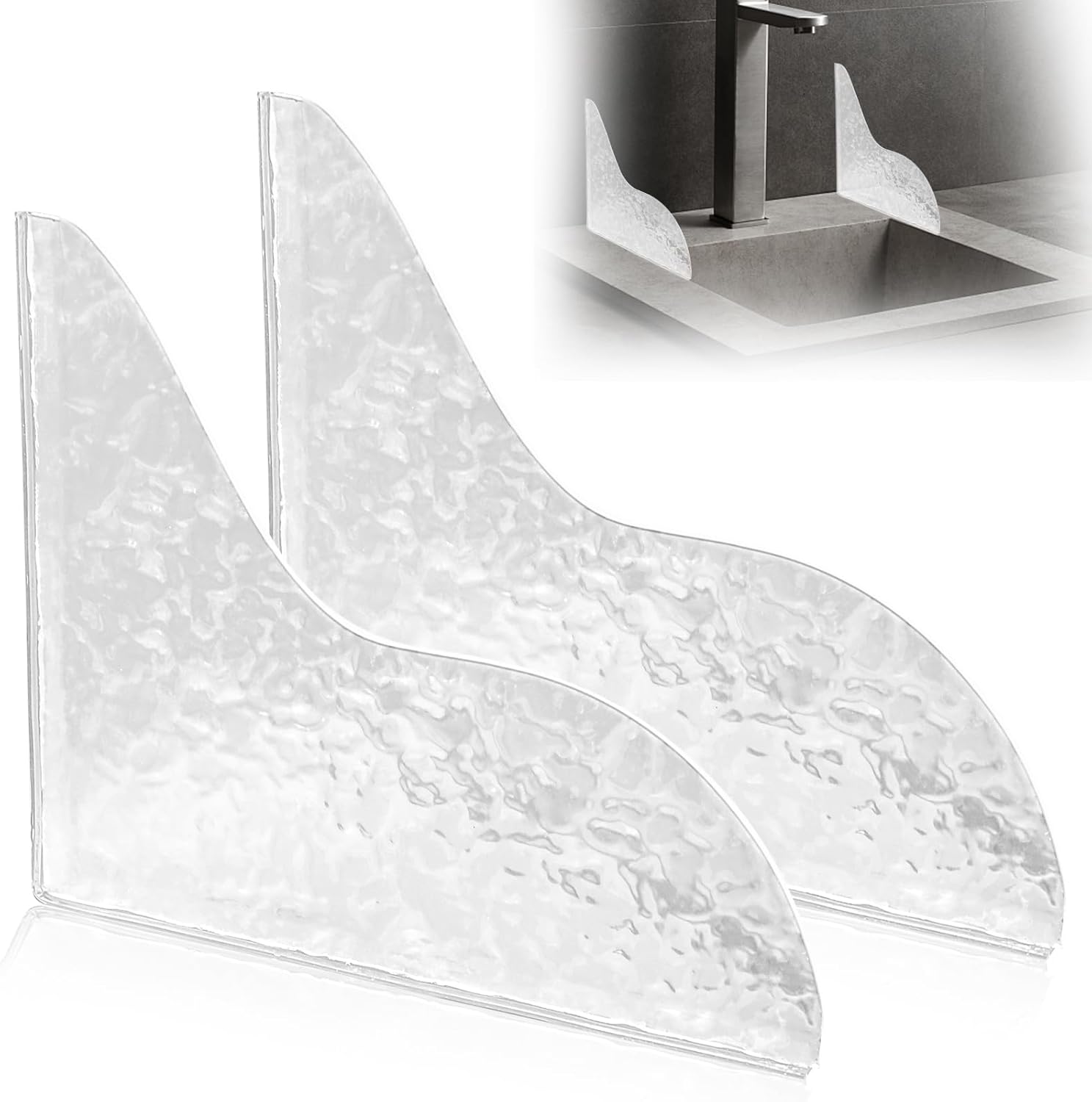 2Pcs Shower Splash Guard, Self- Adhesive Shower Water Splash Guard Drip Blocker, Clear Bathtub Water Splash Guard for Tub, Acrylic Shower Curtain Bathtub Corner Splash Guard for Bathtub