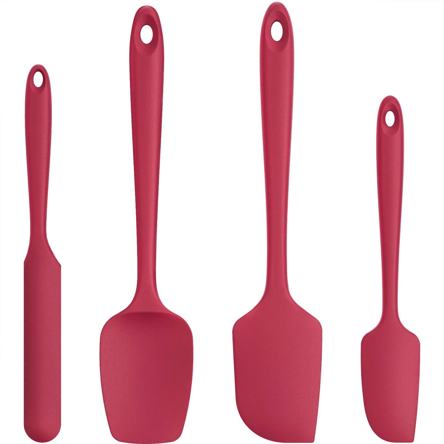 Silicone Spatula Set with 480 Degrees Fahrenheit Heat Resistant (Red)