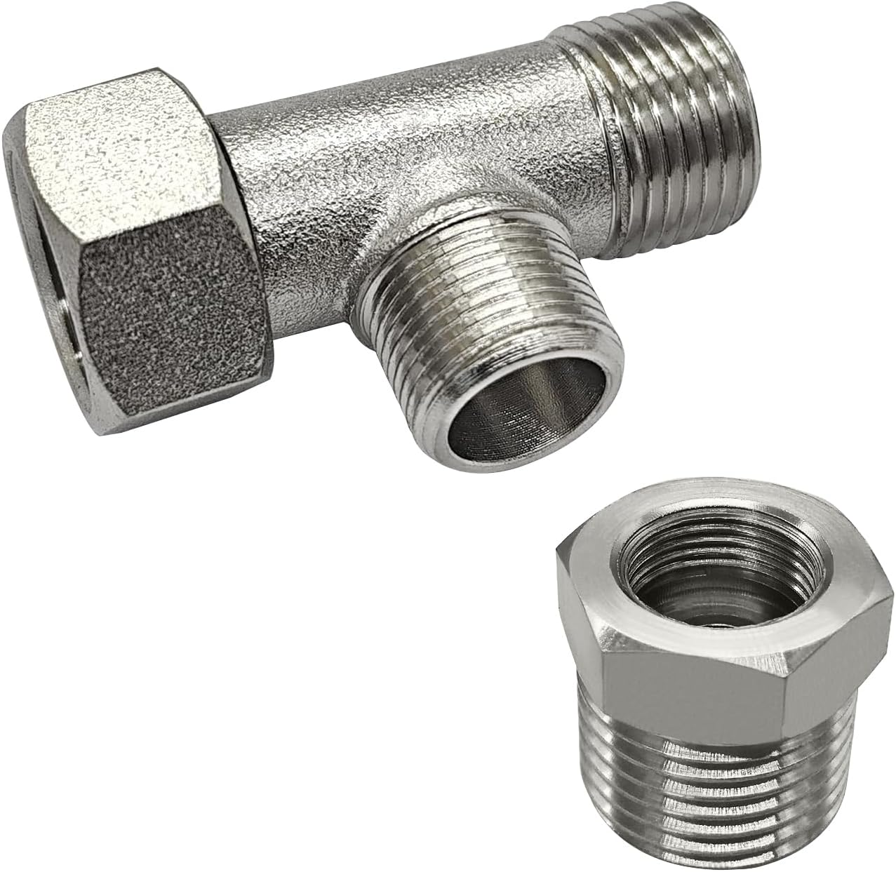 Brass Angle Stop Add-A-Tee Valve Compression Tee 3/8 Comp. Inlet by 3/8 Outlet with 1/2 Male G to 3/8 Female Comp Adapter