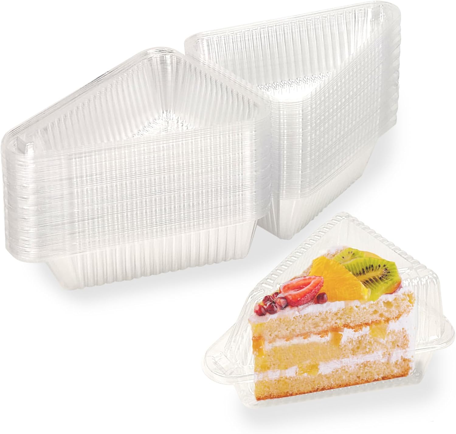 Thickened Extra Large 50Pcs Cake Slice Containers,4.4 Inch Pie Slice Containers For 6”-8” Diameter Cake or Pie Slices,Cheesecake Containers,Plastic Boxes for Take Out Packaging