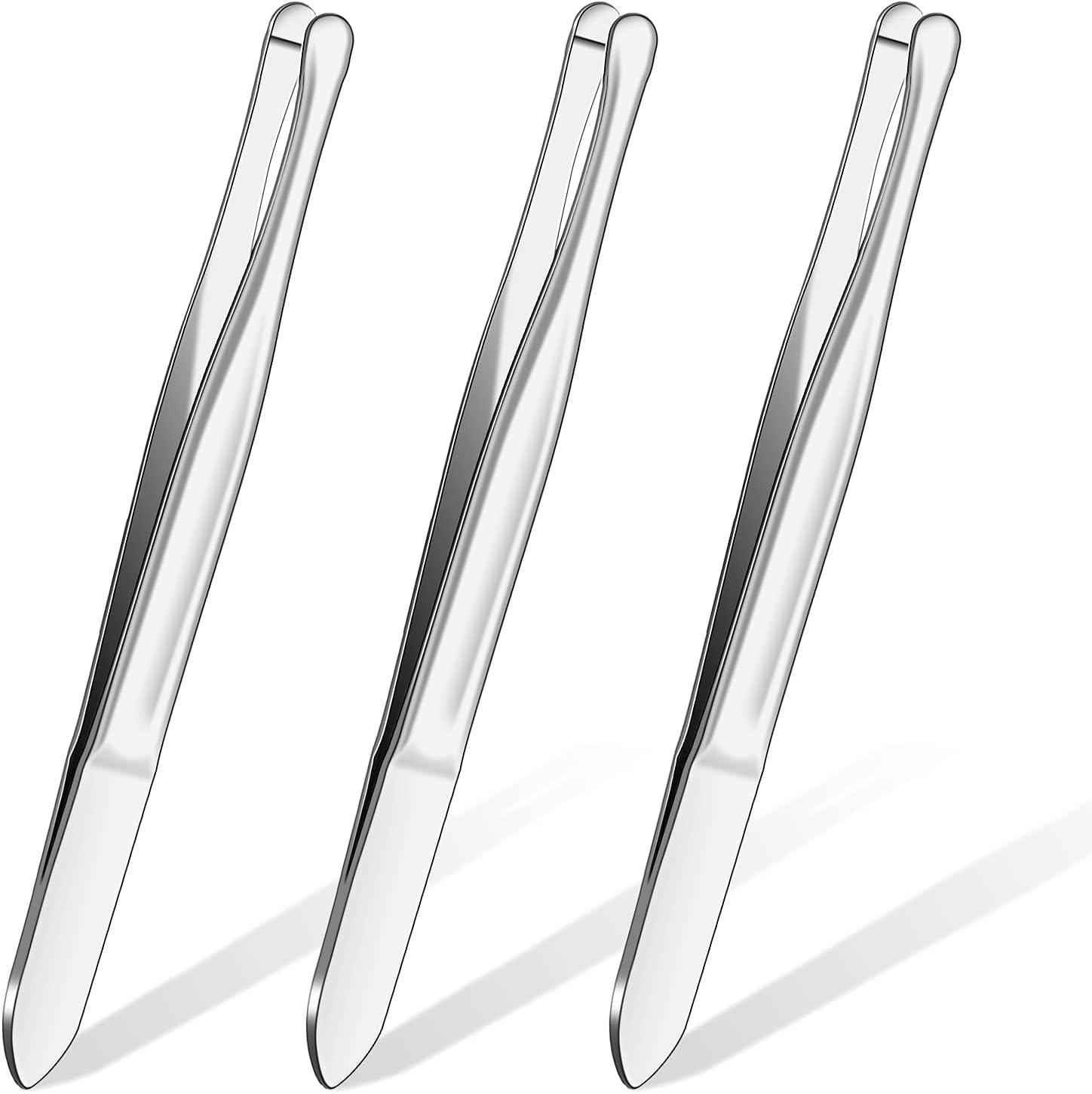 3 Pieces Stainless Steel Round Tip Blunt Tip Tweezers Eyebrow Hair Removal Tweezers for Women Makeup Cosmetic Tool Blunt Tips Tool