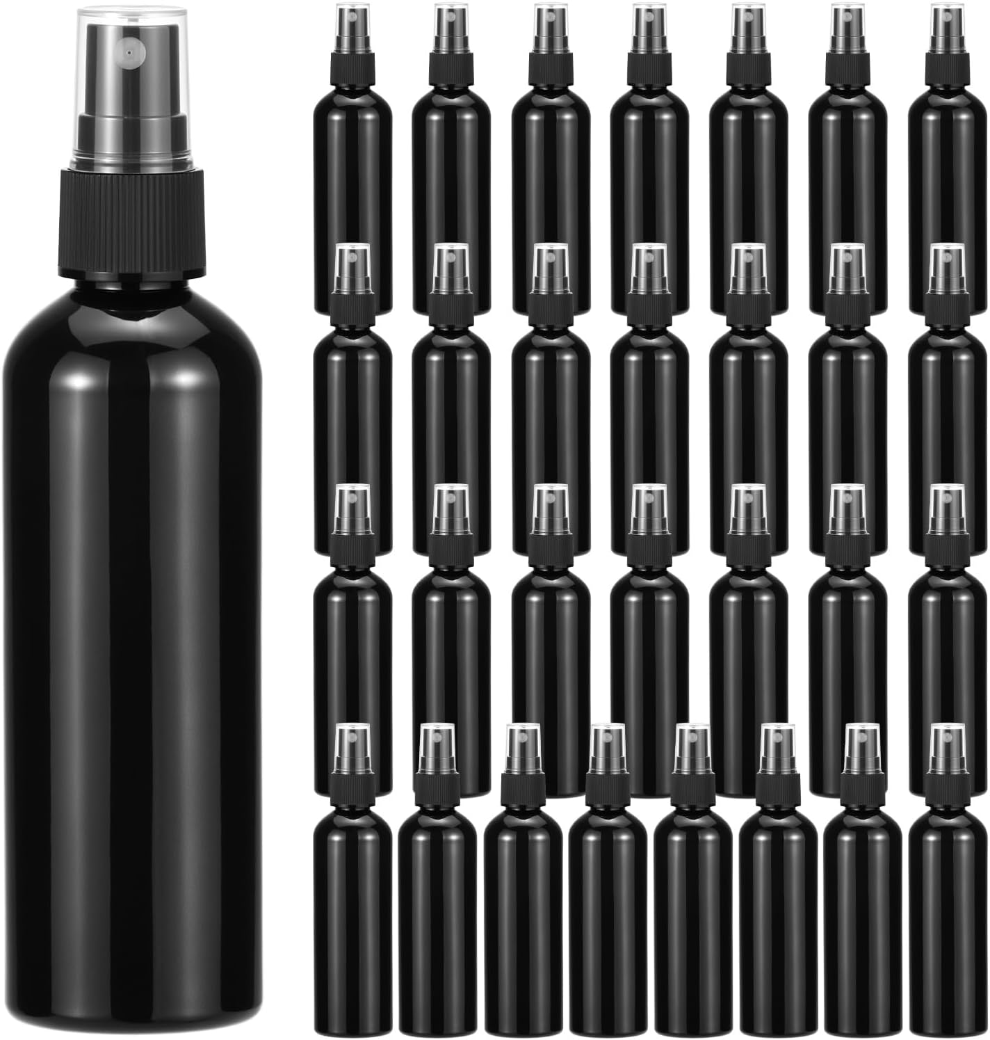 Black Empty Spray Bottles, 30 Pack 4 oz Refillable Plastic Containers with Fine Mist Sprayer for Essential Oils, Perfumes, Cleaning