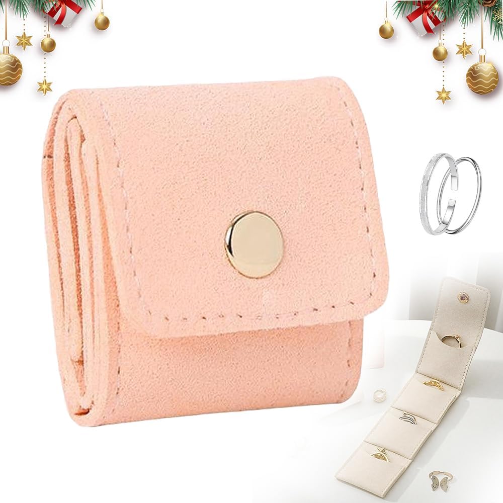Mini Travel Jewelry Bag, 2026 New Small Jewelry Box Foldable Multifunctional Travel Jewelry Pouch for Earrings, Rings (Pink)