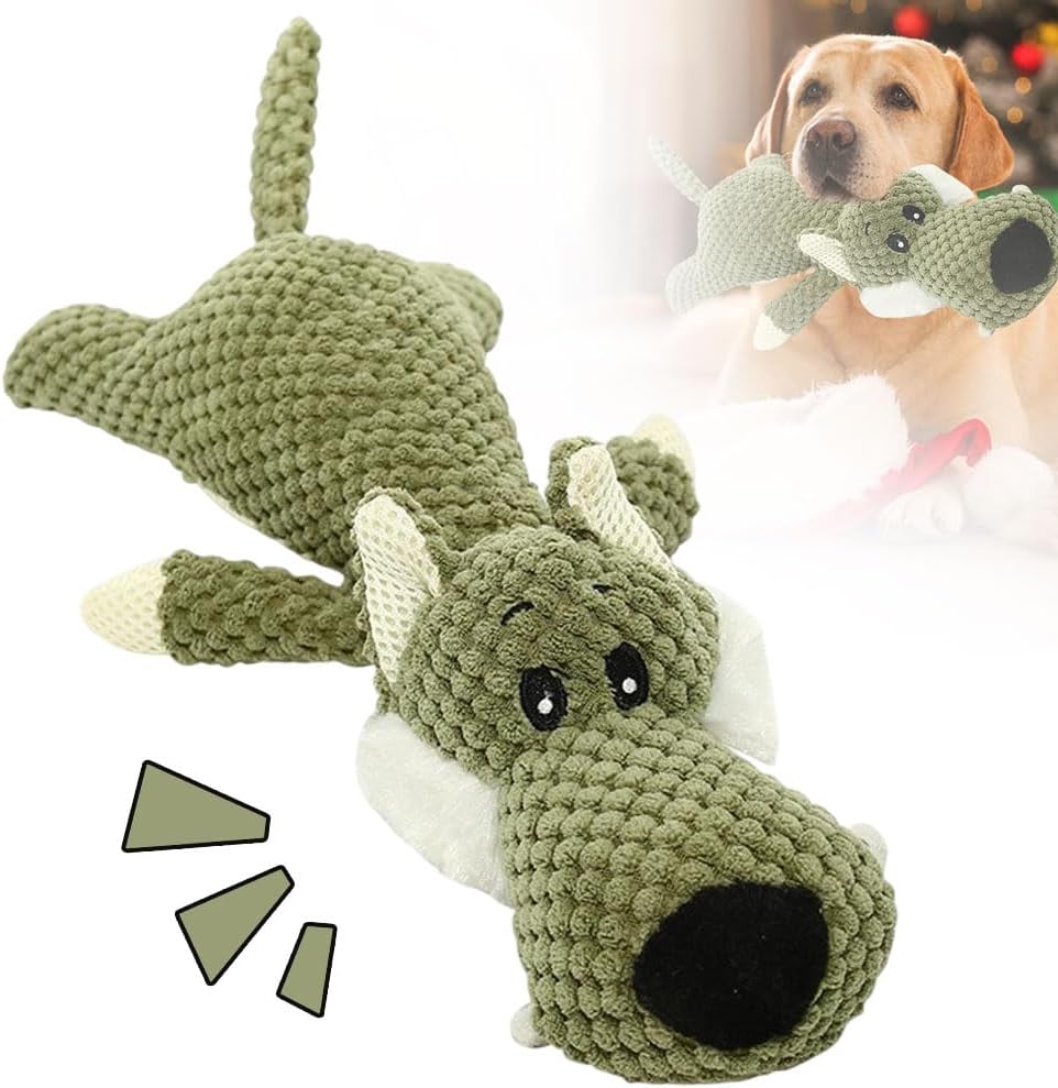 Dog Plush Toys for Aggressive Chewers, Dog Toys Indestructible Dog Puppy Squeaky Chew Toys, 2026 Interactive Dog Toys for Heavy Chewers Durable Chew Toys Dog Plush Toy (Green)