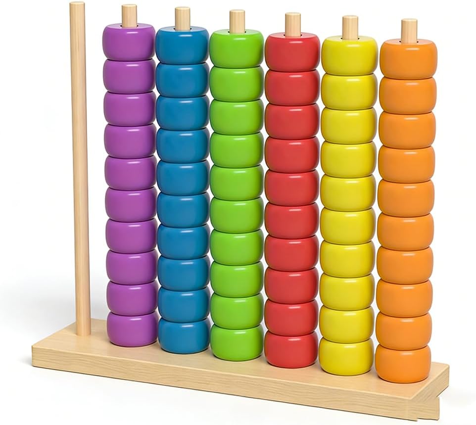 Color Matching Stacking Puzzle Game, 2026 New Fast-Paced Rainbow Ring Stacking Puzzle Game, Upgrade Wooden Color Match Challenge Game for Family Fun and Strategy Lovers (#02)