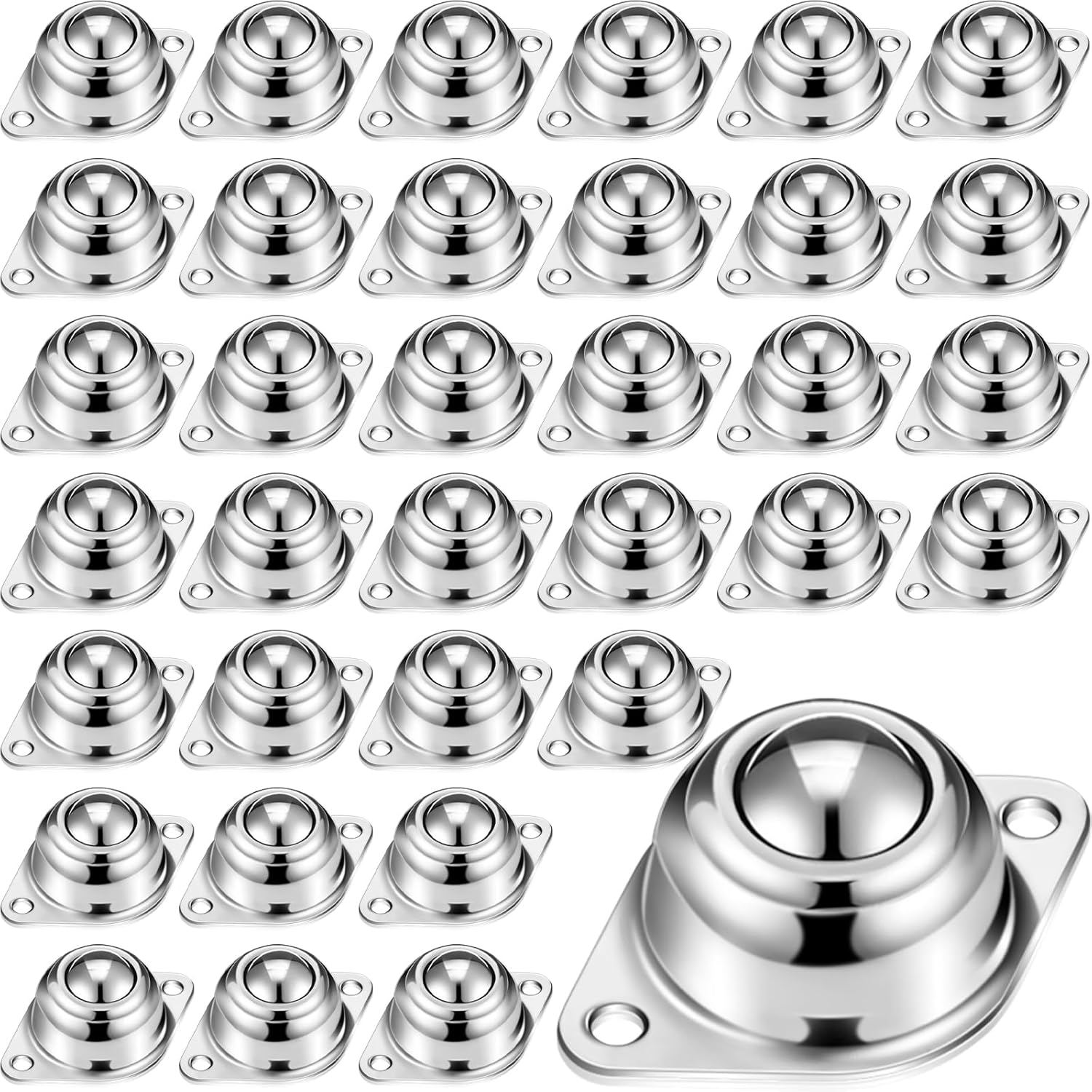 30 Pcs 5/8" Roller Ball Transfer Bearings Carbon Steel Round Ball Bearing Rollers Casters for Conveyor Roller Stand Transmission System Furniture Load Capacity 55 lbs