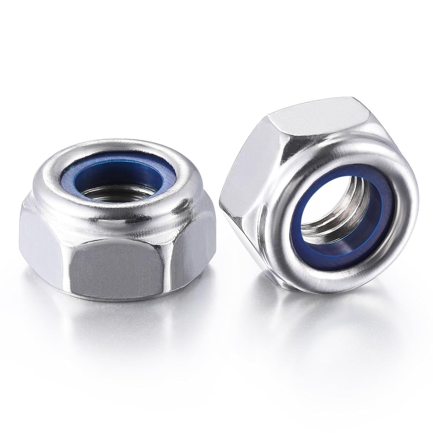 (50pcs) M8 Self Clinching Nuts 304 Stainless Steel Self-Lock Nylon Inserted Hex Lock Nuts