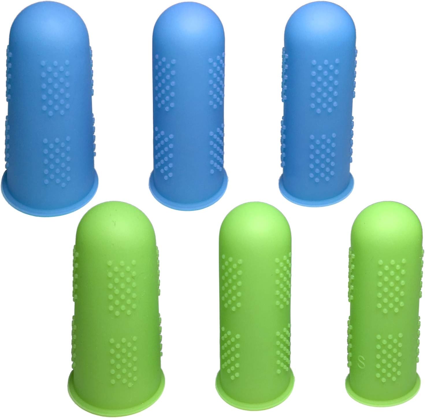 Finger Protector Silicon Finger Gloves Cot for Electronic Repair Painting Jewelry Cleaning Crafting Indtrial Apply (Pack of 6-3 Size, Blue & Green Color)