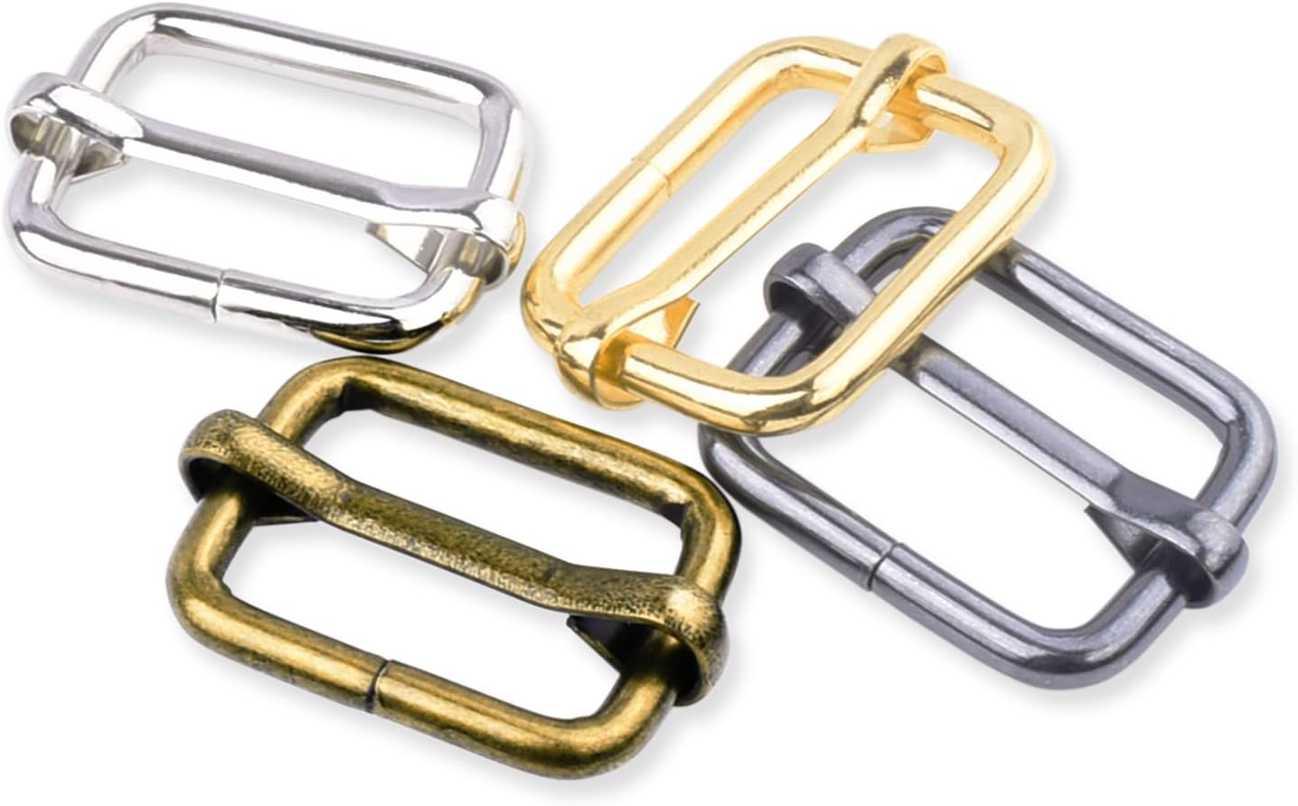 CooBigo 25 Pack 1 Inch Metal Adjustable Slide Buckles Tri-Glide Rectangle Adjuster Suspender Strap Slider for Purse Bag Hardware Making Supplies Backpack replacement Keeper(Mixed)