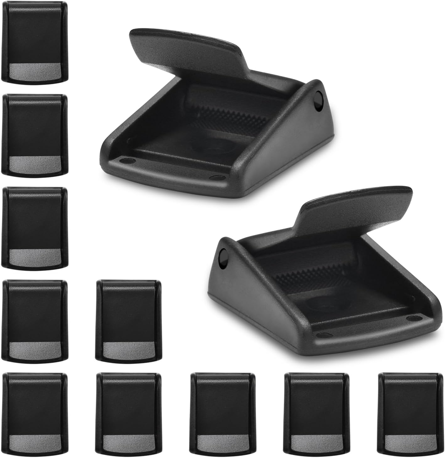 CooBigo 10Pack 1 Inch Black Cam Buckles, Plastic Toggle Buckle Clip for Pet Chest Vest, Car Roof Bag, Backpack Luggage Straps, Belt DIY Craft Accessories (25.5mm)
