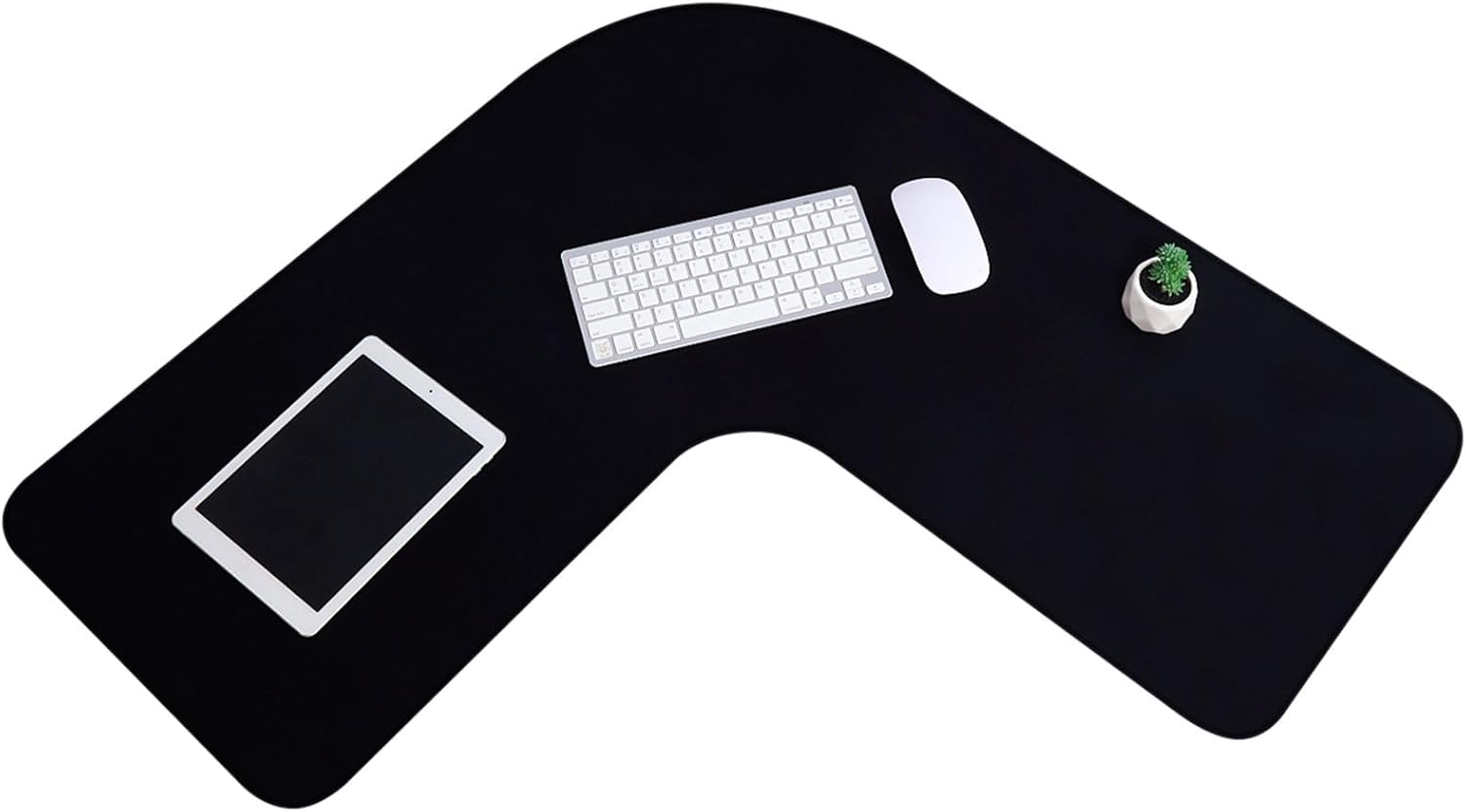 L Shaped Desk Mat Corner Mouse Pad Waterproof Large Rubber for Office Home Curved Keyboard Gaming Setup Computer Protection Supplies, 36.2 Inches(Black) Black