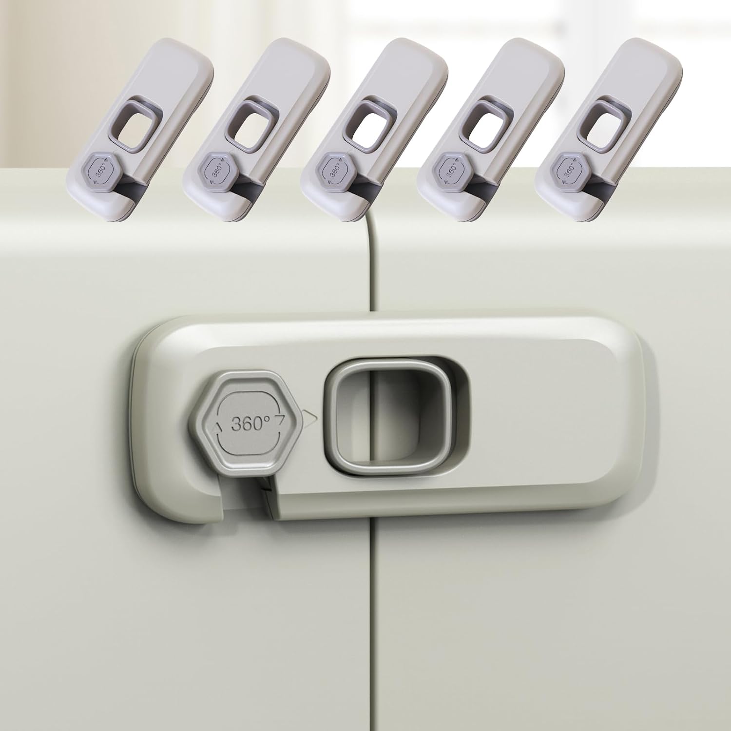5 Pack Fridge Locks Child Safey, Child Freezer Lock, Baby Fridge Door Latches with Adhesive, Child Locks for Cabinets, Cupboard, Ovens