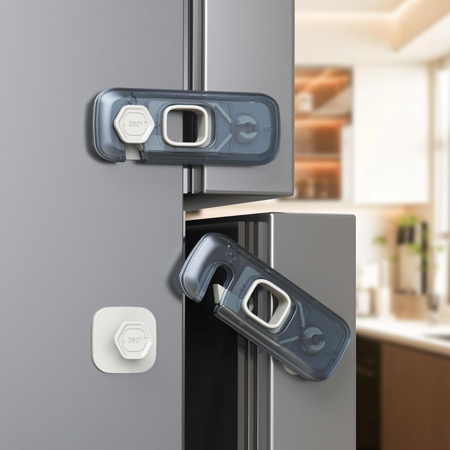 5 Pack Child Proof Refrigerator Lock, Fridge Locks for Kids with Sticky Adhesive Pads, Child Safety Locks for Doors, RV Refrigerator, Oven Lock Child Safety Baby Cabinet Locks