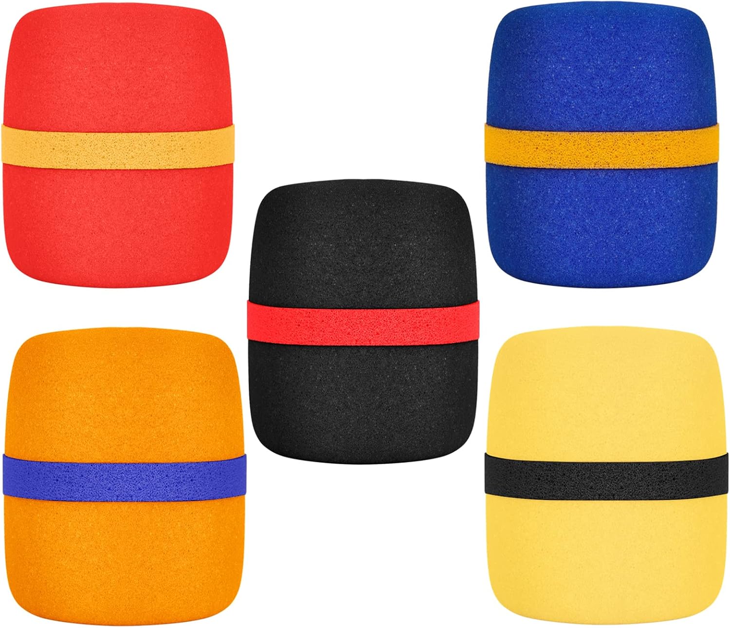 5 Pack Thick Foam Mic Cover Handheld Microphone Windscreen Colorful Microphone Sponge Cover for Karaoke DJ Stage Performance