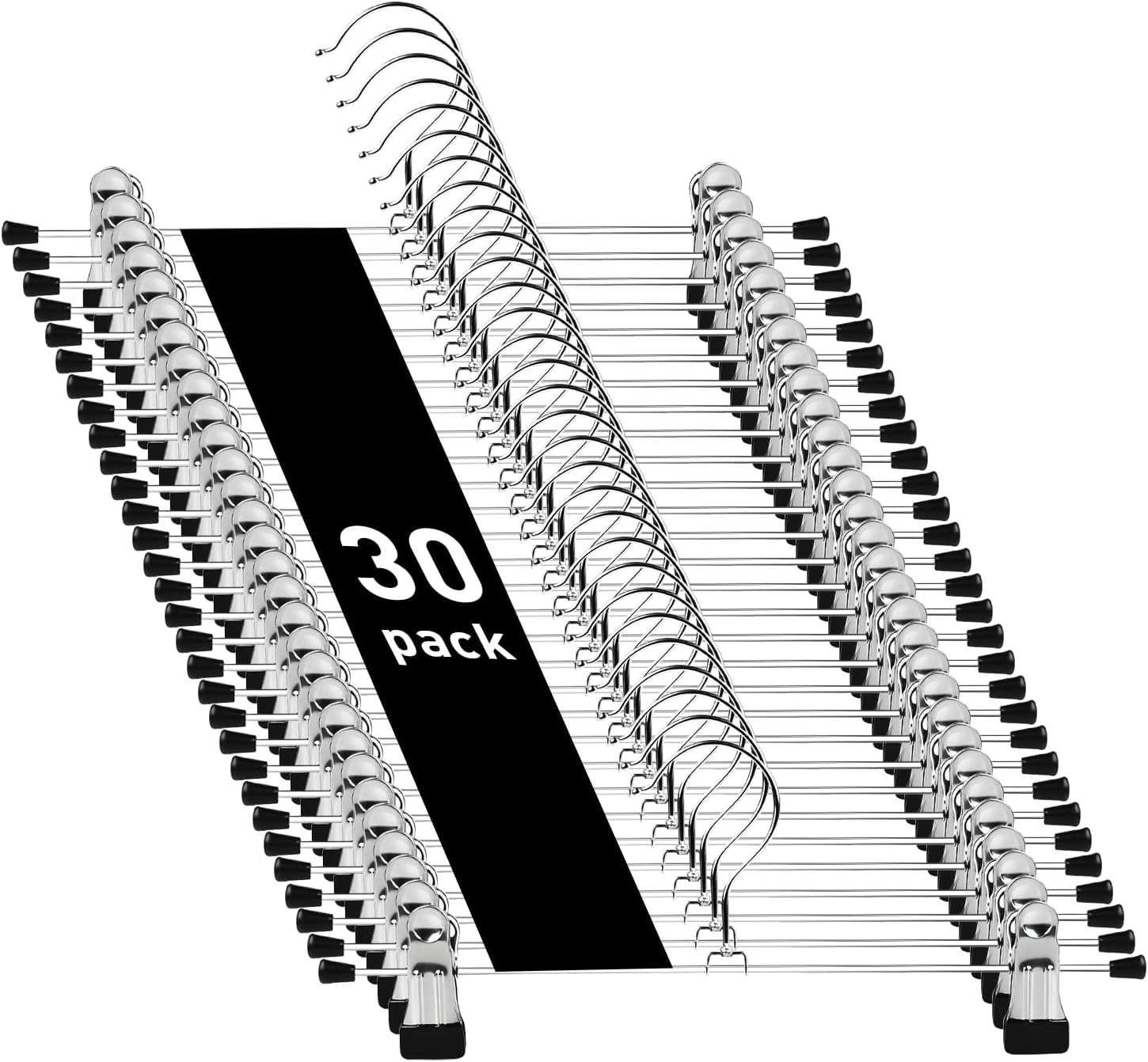 Clothes Hangers, Adjustable Heavy Duty Hangers with Non-Slip Clips Pants Hangers Stainless Steel Skirt Coat Suit Hangers Stackable Coat Hangers Clothes Hook Space Saving (30 Pack)