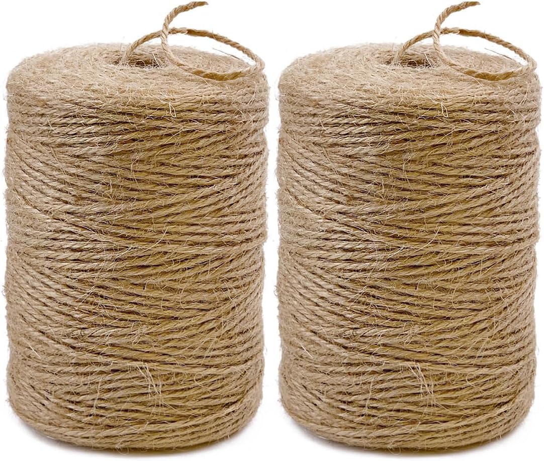 2Pack 2mm Natural Jute Twine String 1600 Feet Long for Crafting Gardening Gift Wrapping Macrame DIY Home Decor (Brown-800Feet/Roll) ( * 800 ) / Pc 2 Pcs