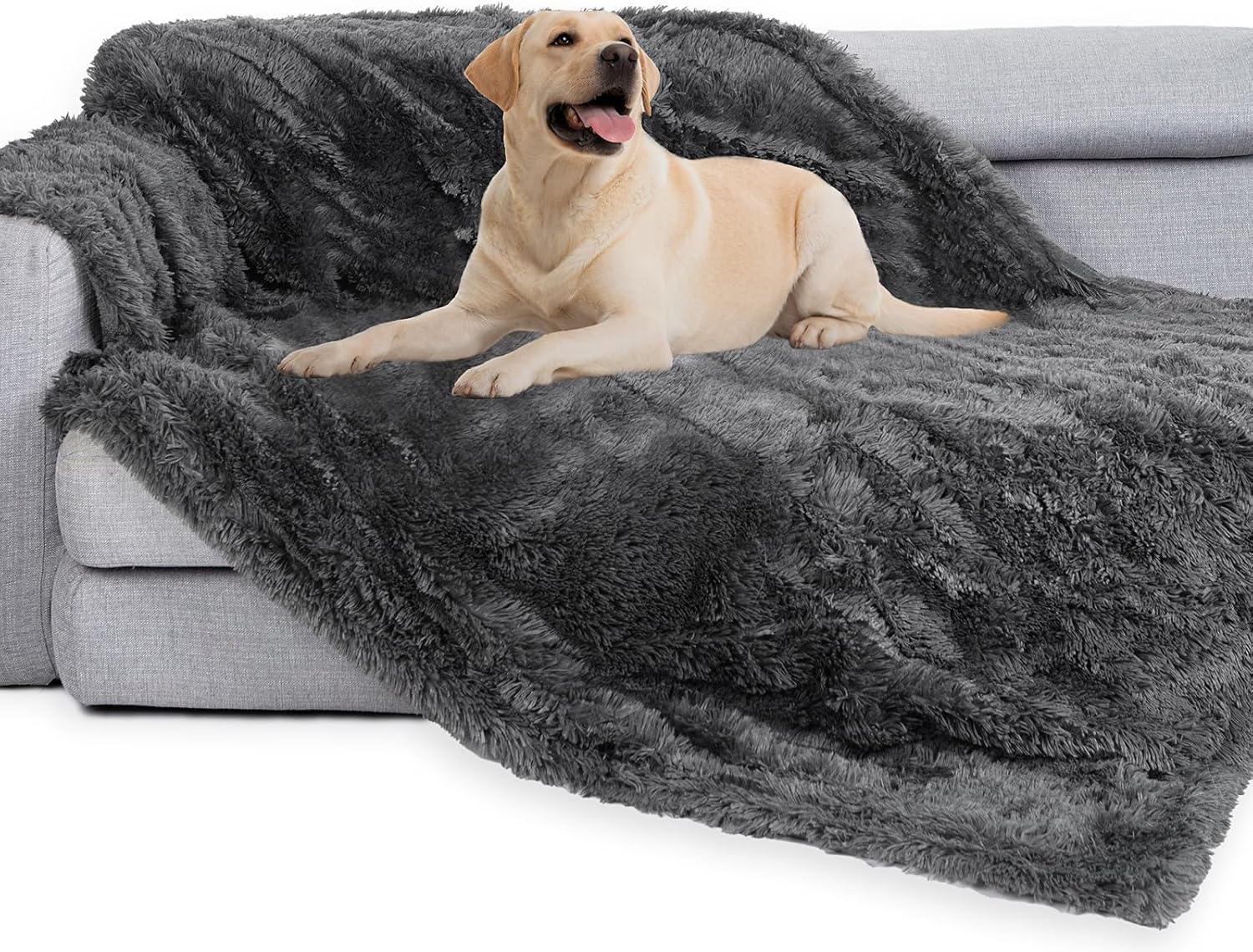 Waterproof Dog Blanket for Couch & Furniture Protection - Super Soft Reversible Throw Large Dogs Cats, Calming Washable Fur Sherpa Pet (50x60 Inch, Grey) Grey 50x60 Inch (Pack of 1)