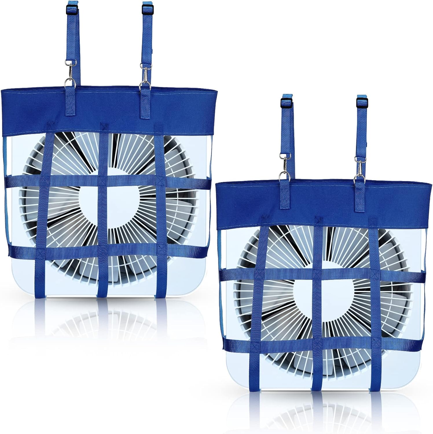 2 Pcs Classic Box Fan Holder for Horse Stall Adjustable Equine Bag Hanging Stable Supplies Metal Hook Accessories, Blue -