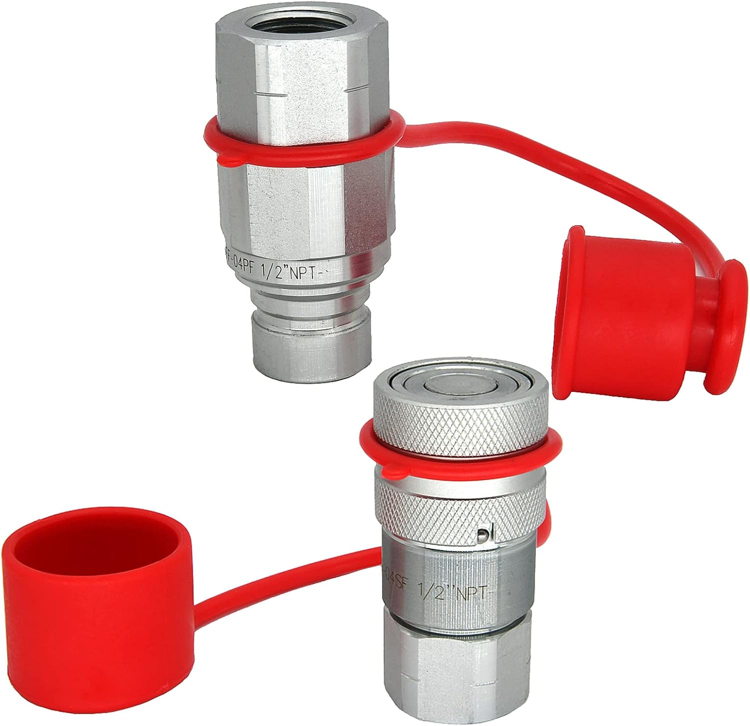 Flat Face Hydraulic Couplers,1/2" Skid Steer Couplers,For Bobcat Case,New Holland,Kubota,Quick Disconnect Coupler,NPT Thread -