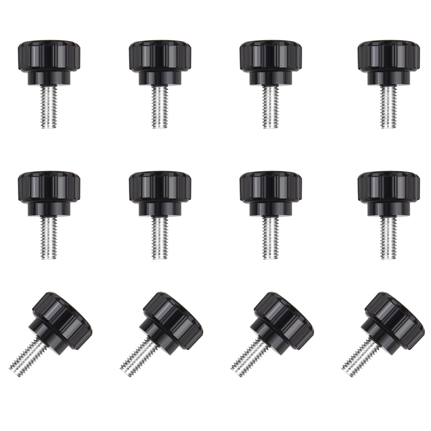 12 pieces M4 x 10 mm knurled thumb screws - display screws - mounting screws - carbon steel clamp knobs - grip thumb screws - mounting thumb screws