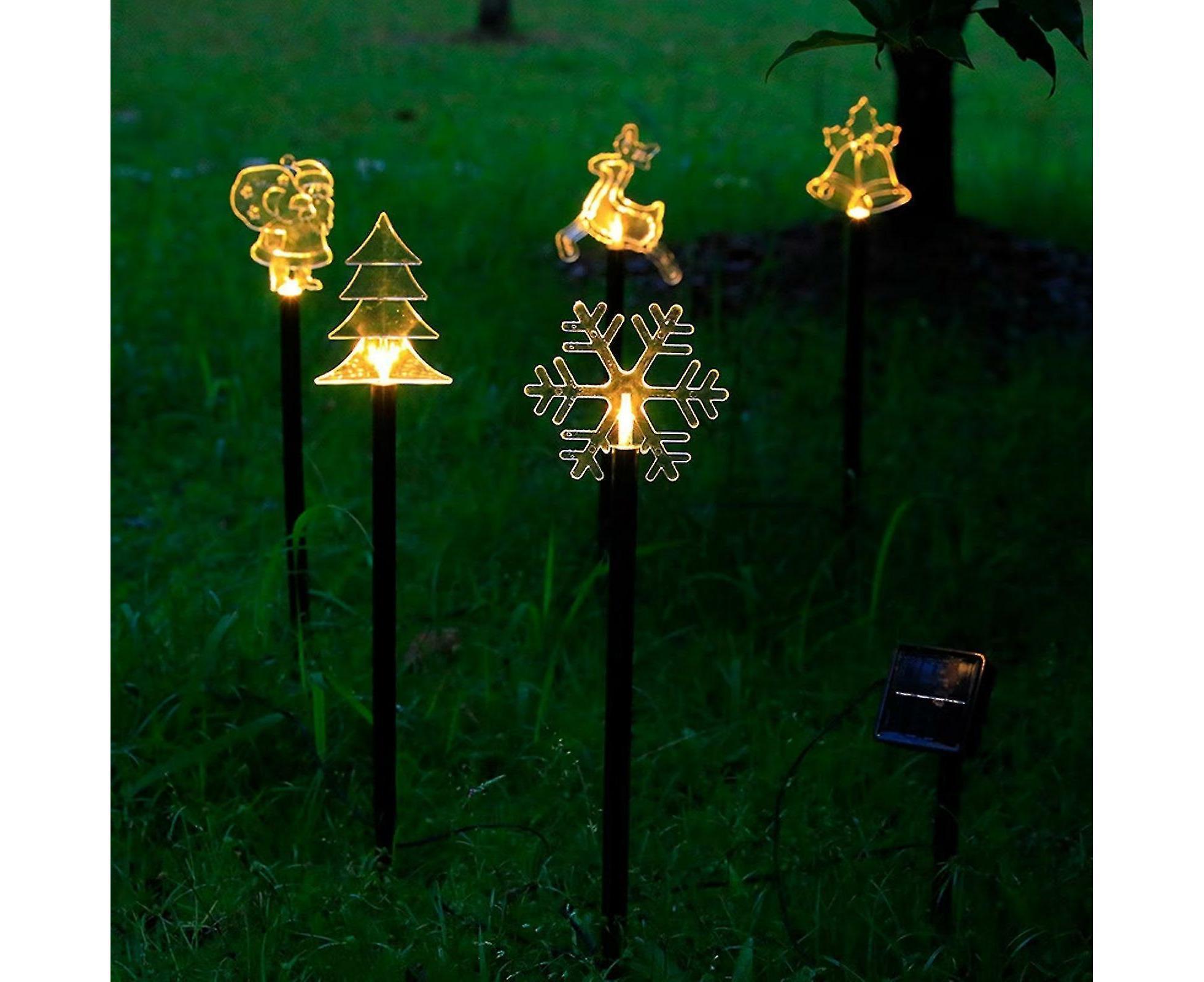Christmas Garden Stake Lights 5x Solar Snowflake Star Christmas Tree Led Xmas Light Pathway Outdoor Christmas Combination