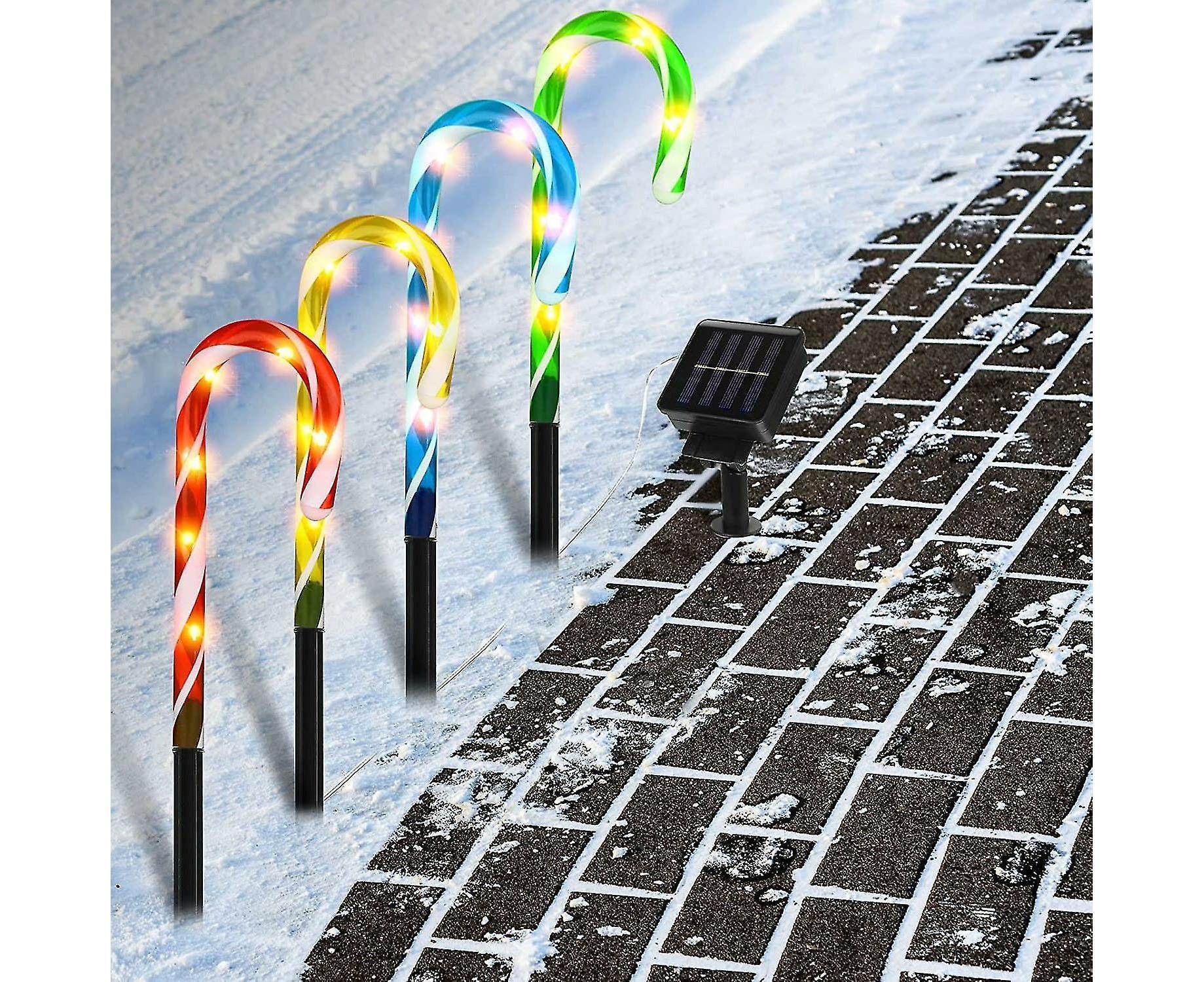 Christmas Solar Candy Cane Lights Candy Cane Pathway Markers Lights Set Of Xmas Led Yard Lawn Indoor Outdoor Decoration Lights For House Path Walkway