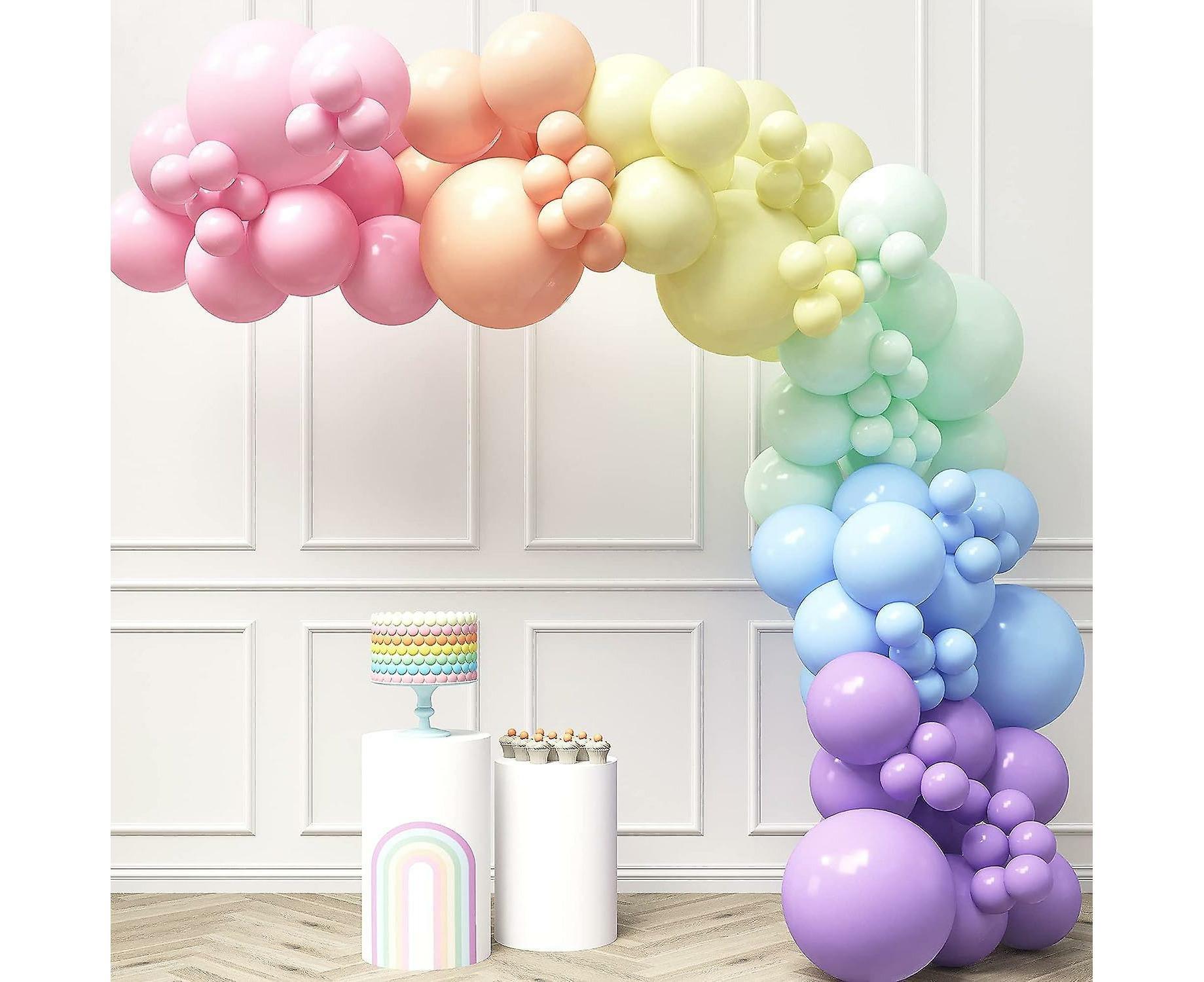 Pastel Rainbow Balloon Arch Kit - 140pcs Assorted Color Balloon Garland, Colorful Fiesta, Carnival