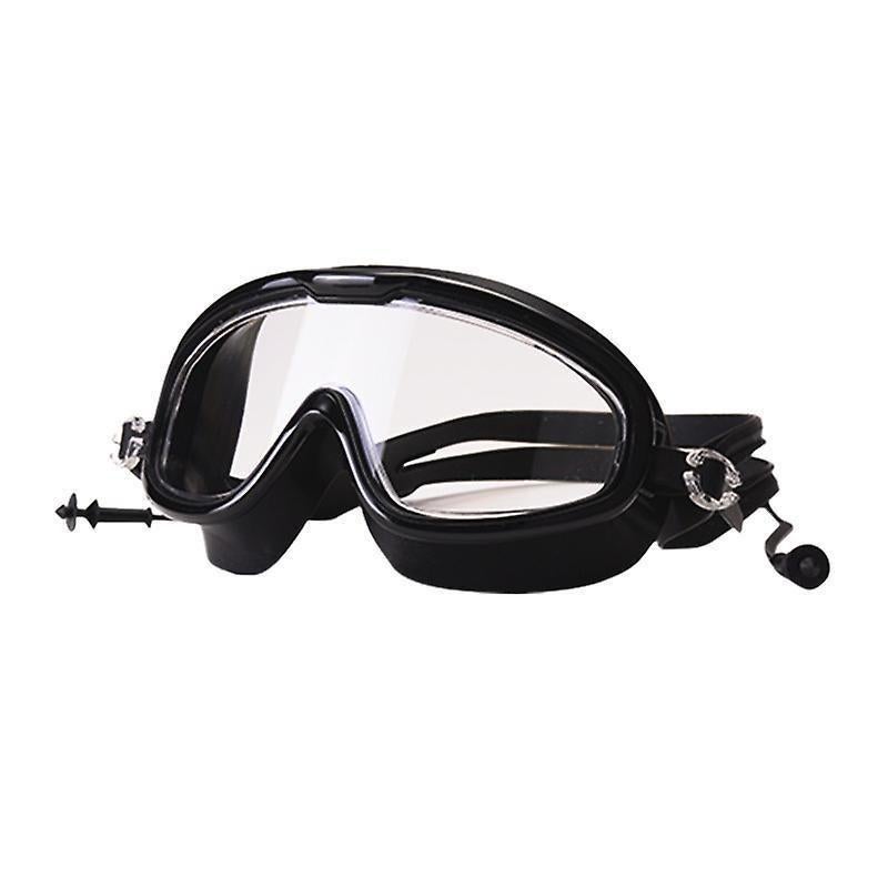 Large Frame High Grade Swim Goggles Waterproof Fogproof HD Swimming Glasses for Men Women Black
