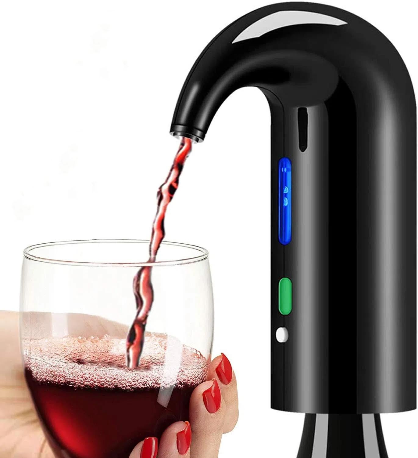 Wine Aerator Electric Wine Decanter One Touch Red - White Wine Accessories Aeration Work with Wine Opener for Beginner Enthusiast - Spout Pourer - Wine Preserver - Black