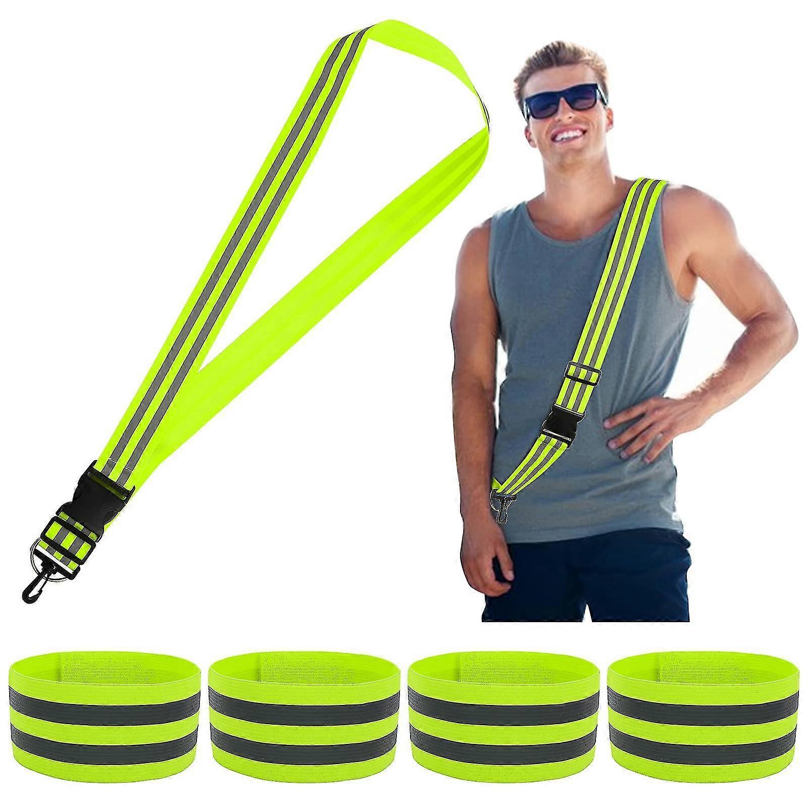 5pcs Reflective Sash, High Visibility Running Gear for Reflective Vest and Accessories