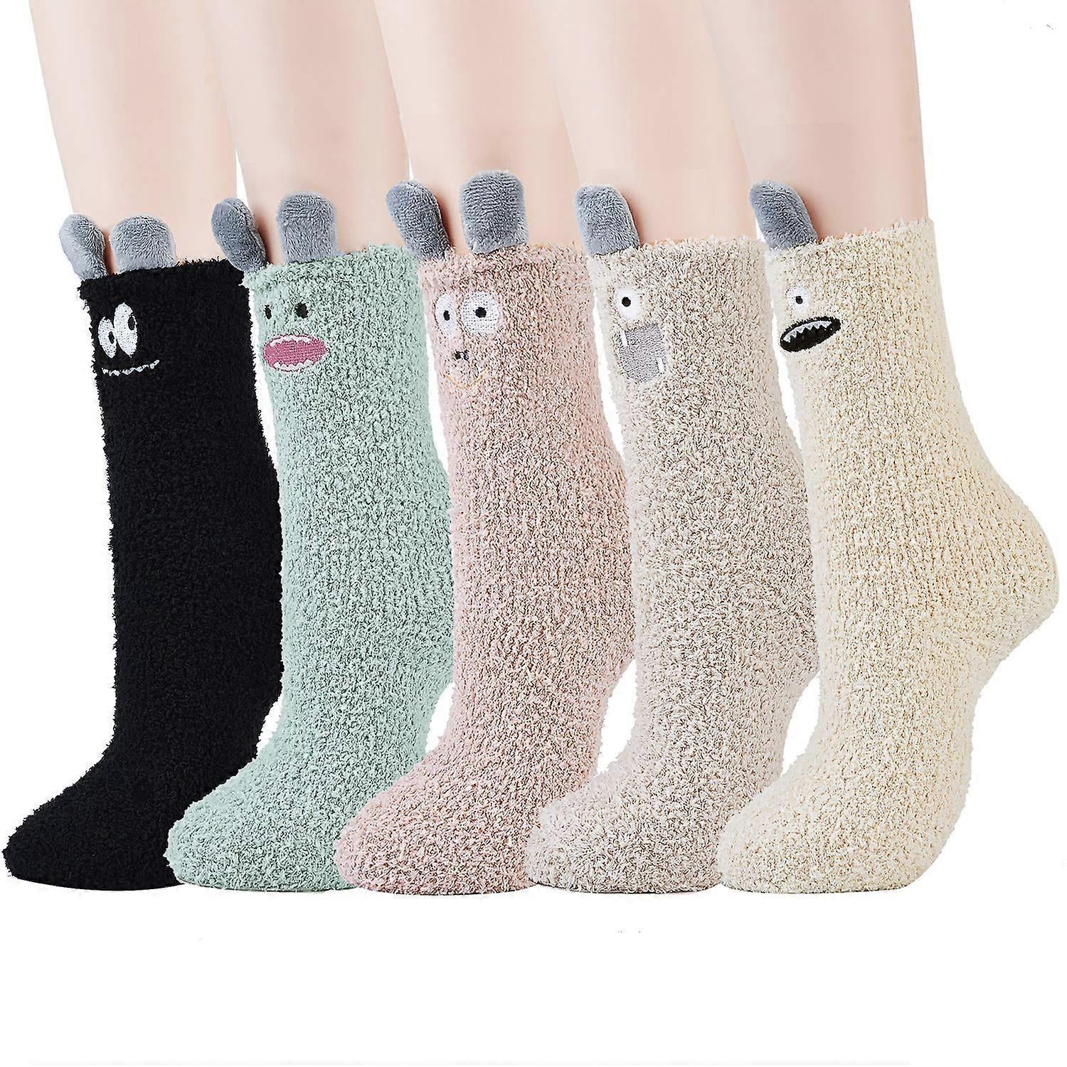 5 Pairs Fluffy Bed Socks for Women Winter Warm Cuddly Christmas Socks