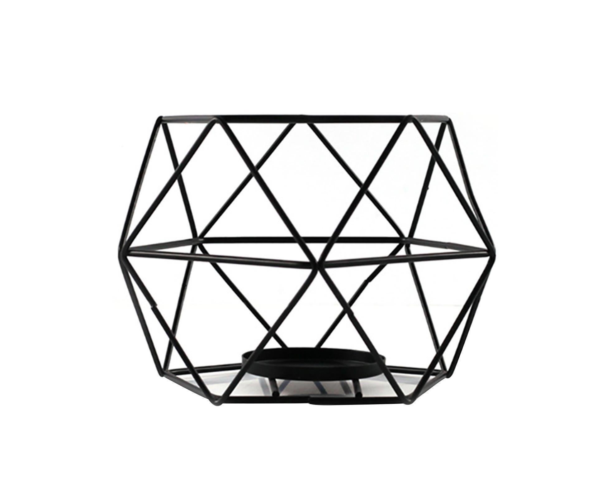 Nordic Style 3D Geometric Wrought Rack Candle Holder Candlestick Home Decoration-Black