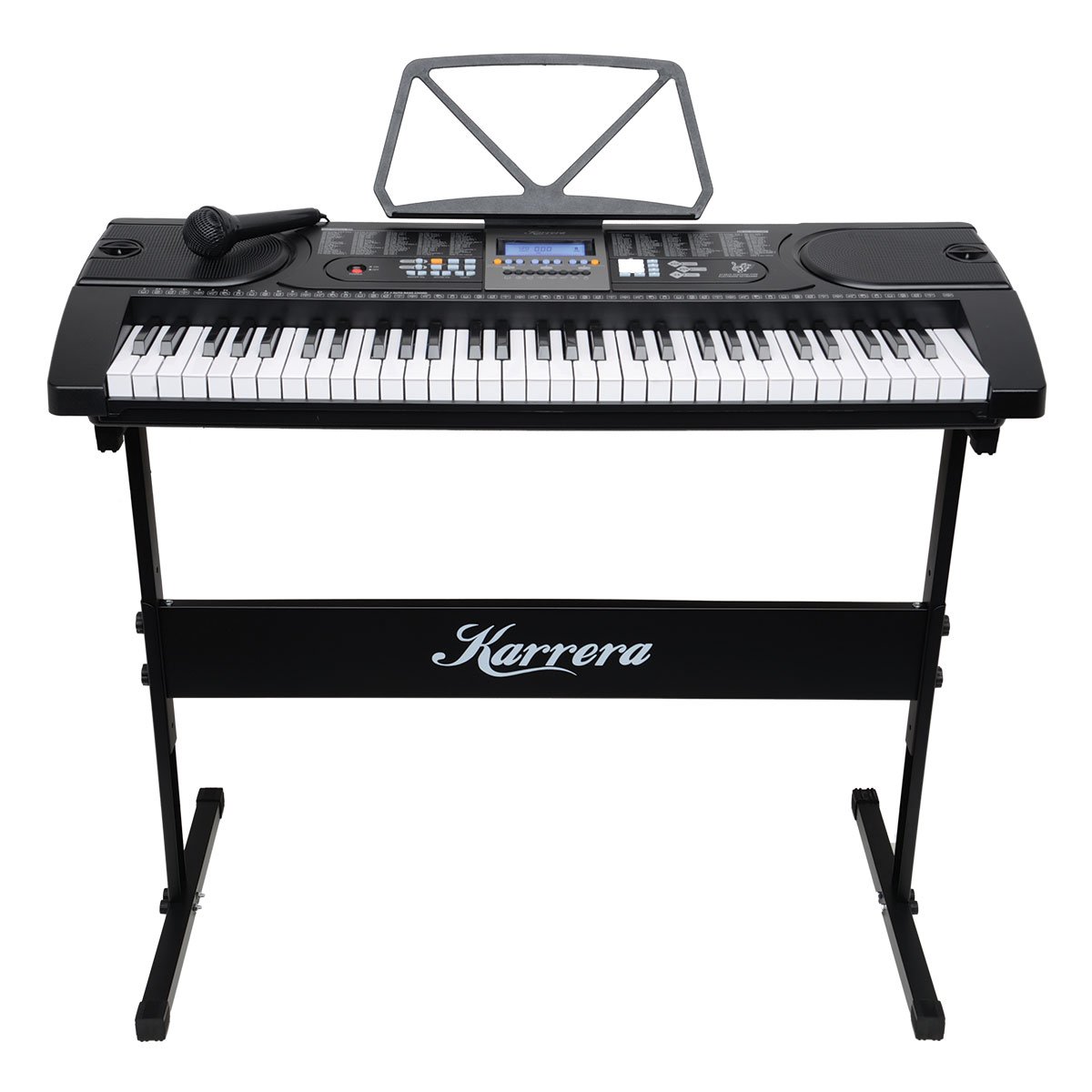 Karrera 61 Key Portable Electronic Keyboard Piano with Stand & Music Holder - Beginner Digital Piano, Black