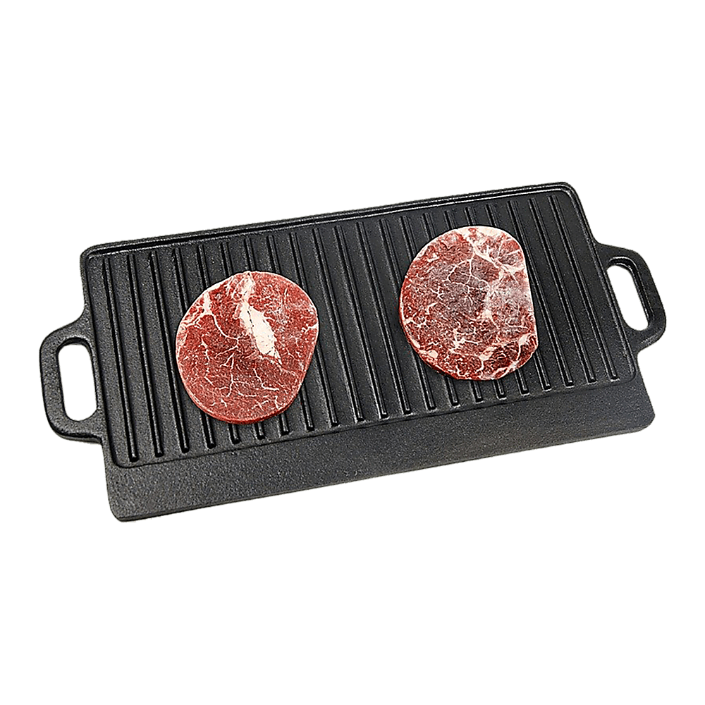 46x22 cm Cast Iron Reversible Griddle Plate BBQ Hob Cooking Grill Pan
