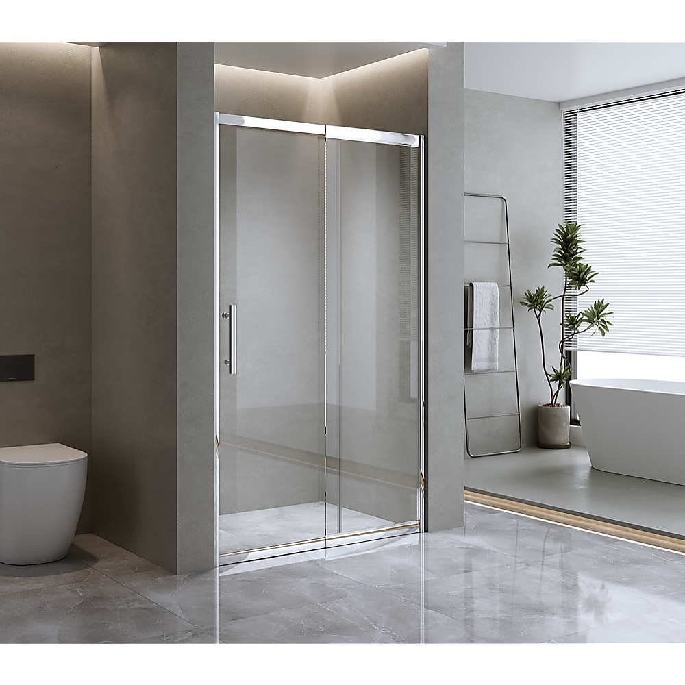 155-170cm Adjustable Wall to Wall Sliding Glass Shower Door in Chrome