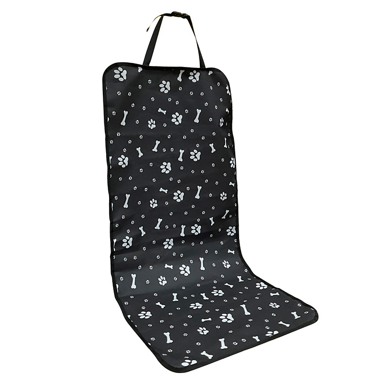4 Pcs Black with Paw and Bone Print Waterproof Pet Car Seat Cover - Scratch-Resistant Oxford Cloth for Dogs and Cats (106 x 49 cm)