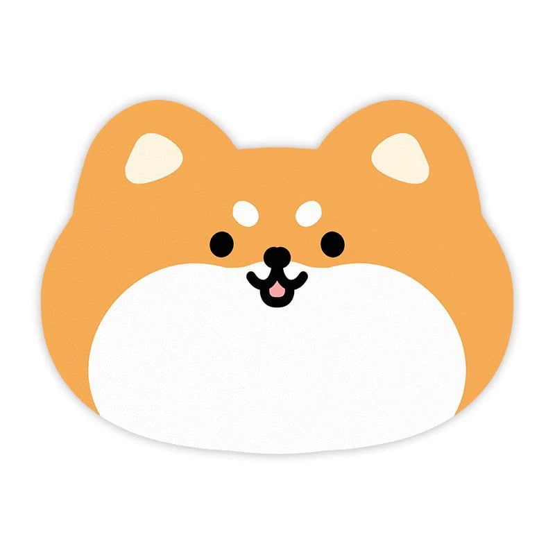 2 Pcs Style 9 Yellow Puppy pattern Cartoon Pet Feeding Mat for Cats & Dogs - Absorbent Diatom Mud Splash-Proof Mat, Easy to Clean