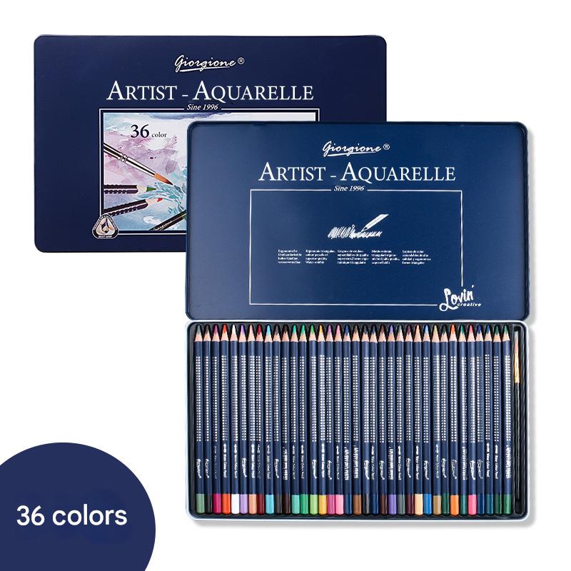 Giorgione Artist Watercolour Pencils 36-Color Set - Premium Water Soluble Colored Pencils for Art & Drawing with Tin Case