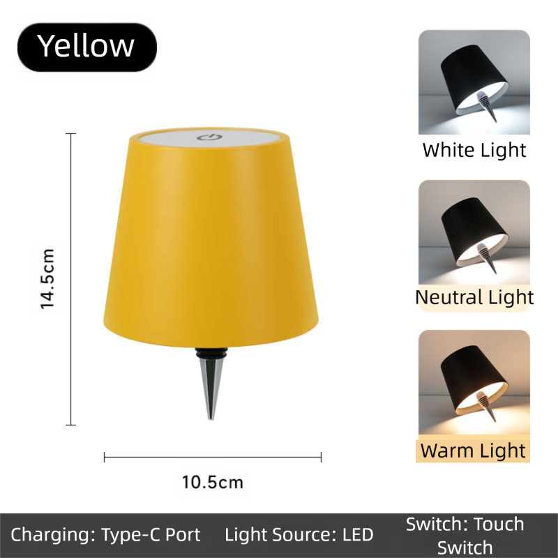 Yellow Cordless Tri-Color Wine Bottle LED Lamp