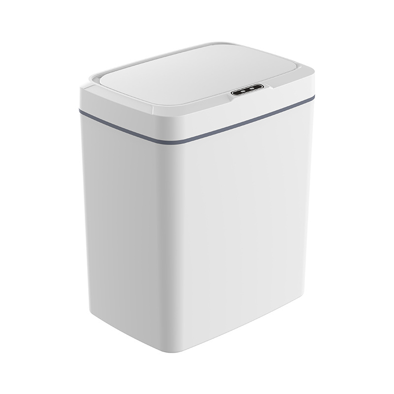 White Intelligent Dual-Sensor Trash Can (Hand-Wave & Knee-Bend) - Slim-Fit Touchless Rechargeable Bin for Bathroom & Kitchen