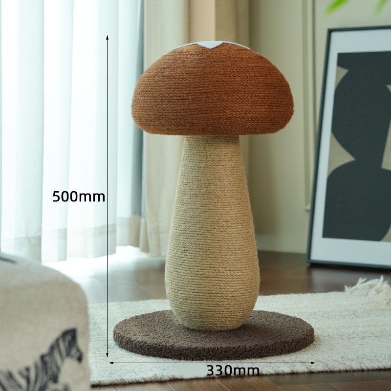 Brown Mushroom Cat Tree with Sisal Scratching Post - Large Vertical Cat Climber, Durable Scratch-Resistant Design with Hanging Toys, Stylish Home Decor for Indoor Cats(500mm*330mm)