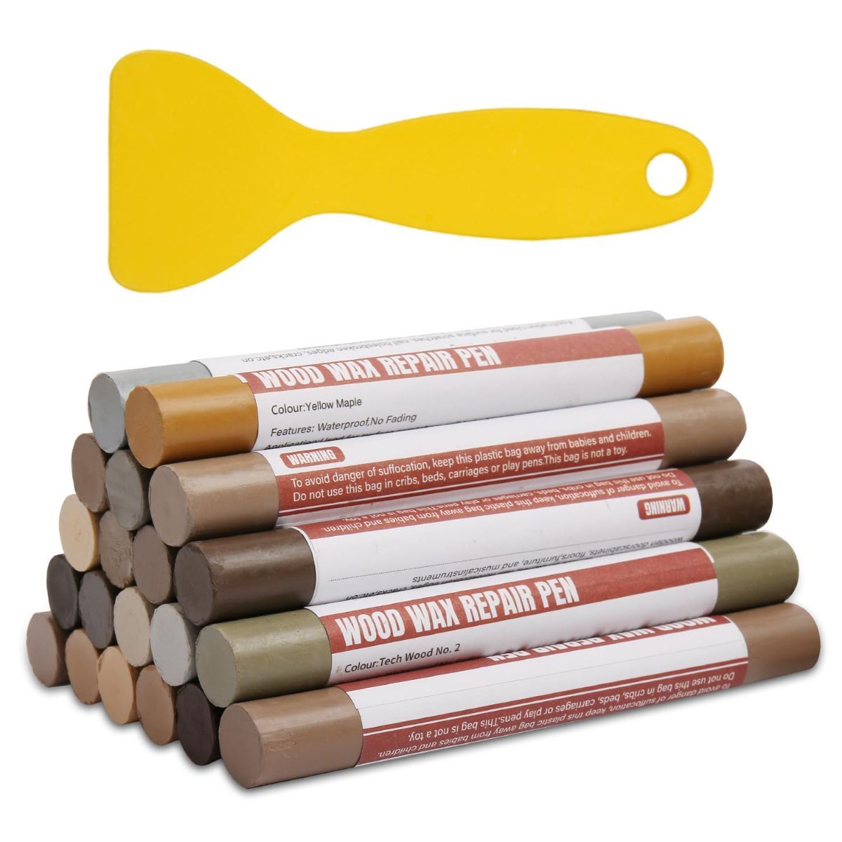 Wood Filler Sticks 20 Colors Repair Wax Sticks Kit Furniture Touch Up Crayons for Repairing Scratches Holes Cracks Wood Floor Tables Cabinets Doors Hardwood(Technicolor Series)
