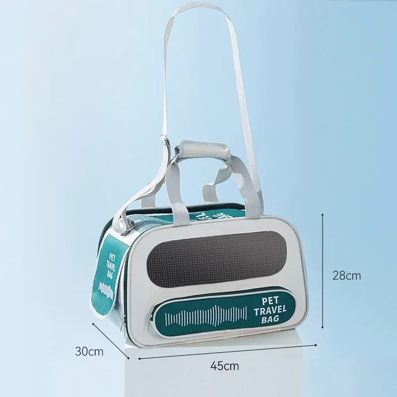 Pet Travel Bag Soft Sided Mesh Carrier Breathable Collapsible, Green