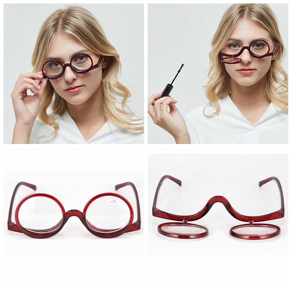 Rotating Magnifying Glass Makeup Glasses Glasses +1.0~+4.0 black black pcsrength 1.5