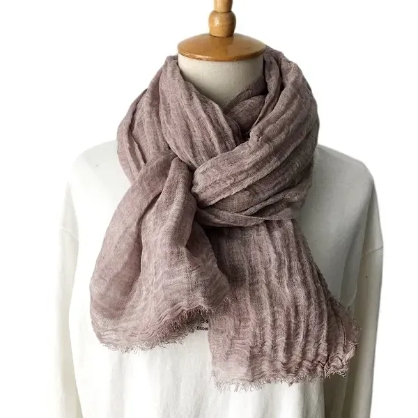 Pink Cotton Linen Scarf for Men and Women, 180x70 cm Oversized Lightweight Breathable, UV Protection for Summer and Warmth in Winter