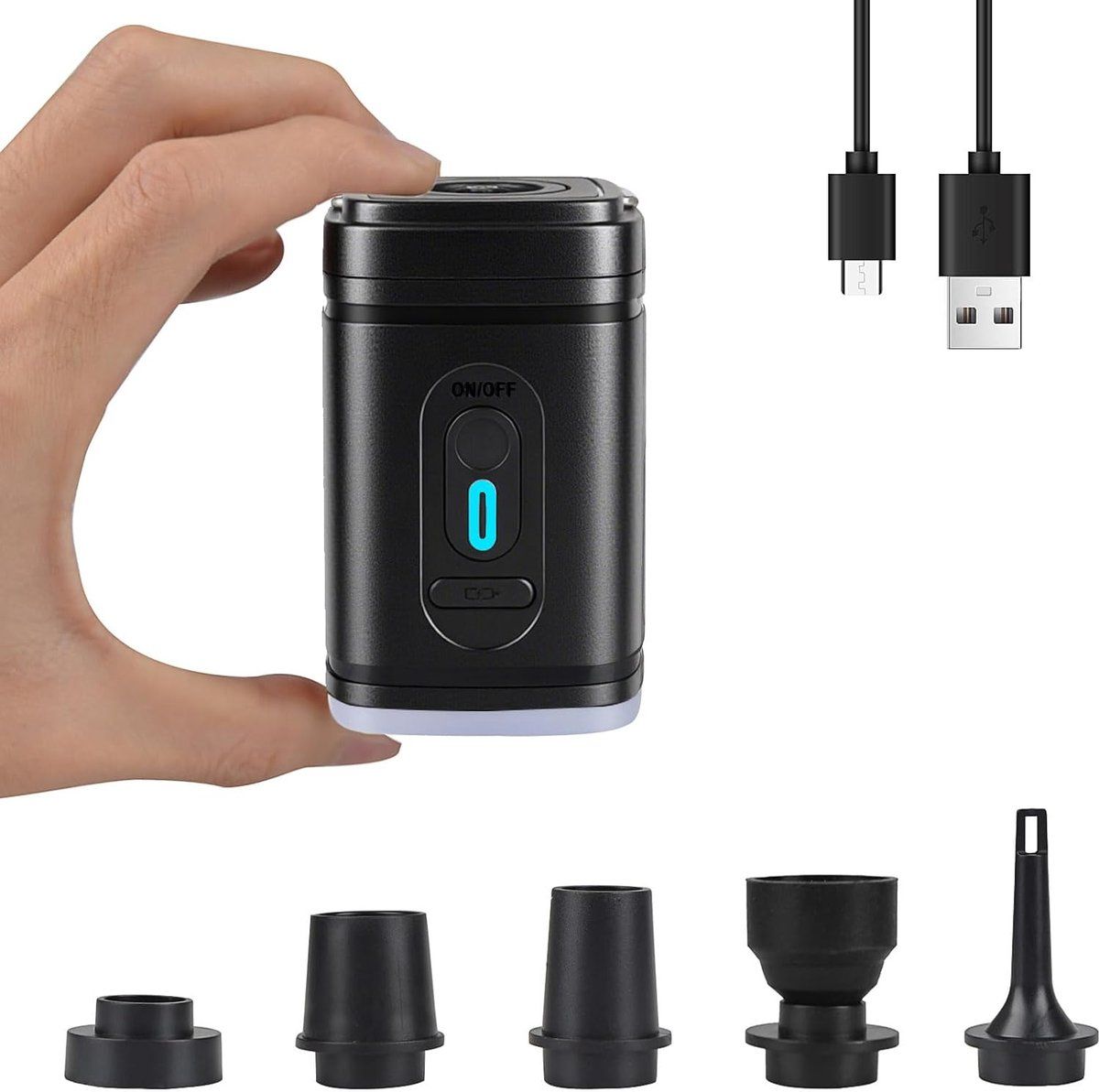 Electric Air Pump, Rechargeable Electric Pump, Ultralight Portable Air Pump, Floating Air Mattress, Outdoor Camping Air Pump, Black