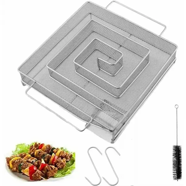 Cold Smoke Generator, Stainless Steel Spiral Smoker Maze for Wood Chips, Gas and Charcoal Grills, Silver, 15 x 15 x 4 cm