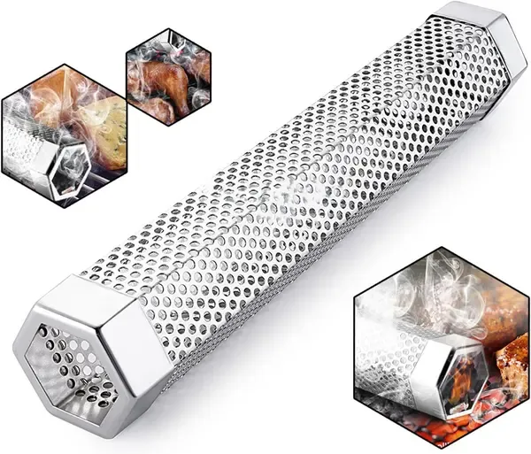 30 cm Pellet Smoker Tube, 304 Stainless Steel BBQ Wood Chip Box for Hot and Cold Smoking on Gas and Charcoal Grills